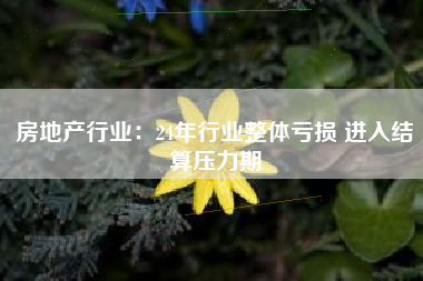 房地产行业：24年行业整体亏损 进入结算压力期