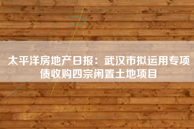 太平洋房地产日报：武汉市拟运用专项债收购四宗闲置土地项目