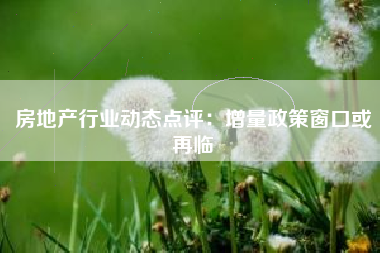 房地产行业动态点评：增量政策窗口或再临
