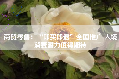 商贸零售：“即买即退”全国推广 入境消费潜力值得期待