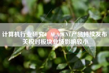 计算机行业研究：AI AGENT产品持续发布 关税对板块业绩影响较小