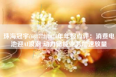 珠海冠宇(688772)2024年年报点评：消费电池迎AI浪潮 动力储能业务加速放量