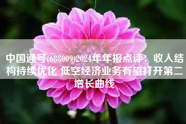 中国通号(688009)2024年年报点评：收入结构持续优化 低空经济业务有望打开第二增长曲线