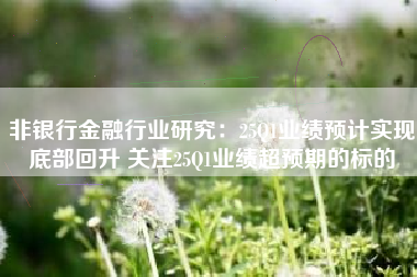非银行金融行业研究：25Q1业绩预计实现底部回升 关注25Q1业绩超预期的标的