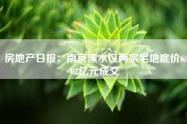 房地产日报：南京溧水区两宗宅地底价6.02亿元成交
