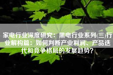 家电行业深度研究：黑电行业系列(三)行业解构篇：如何判断产业利润、产品迭代和竞争格局的发展趋势？
