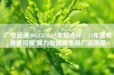 广电运通(002152)2024年报点评：24年营收增速可观 算力和数据布局广泛深厚