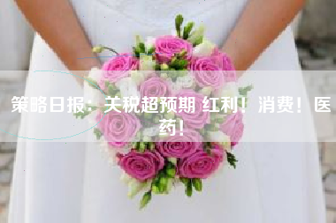 策略日报：关税超预期 红利！消费！医药！