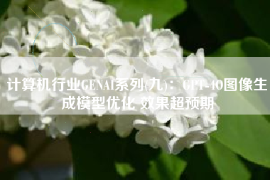计算机行业GENAI系列(九)：GPT-4O图像生成模型优化 效果超预期