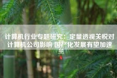 计算机行业专题研究：定量透视关税对计算机公司影响 国产化发展有望加速