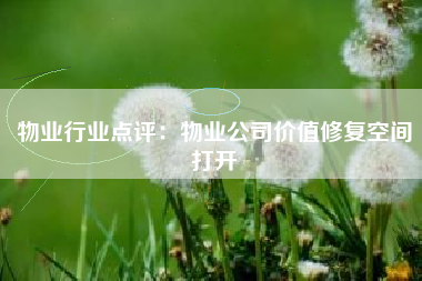 物业行业点评：物业公司价值修复空间打开