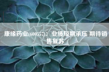 康缘药业(600557)：业绩短期承压 期待销售复苏