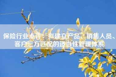 保险行业点评：拟建立产品、销售人员、客户三方匹配的适当性管理体系