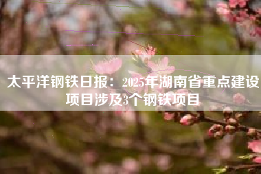 太平洋钢铁日报：2025年湖南省重点建设项目涉及3个钢铁项目