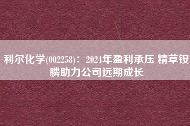 利尔化学(002258)：2024年盈利承压 精草铵膦助力公司远期成长