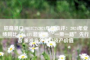 招商港口(001872)2024年报点评：2024年业绩同比+26.44%超预期 “一带一路”先行者 重视海外港口资产价值