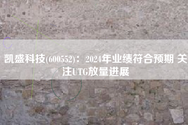 凯盛科技(600552)：2024年业绩符合预期 关注UTG放量进展