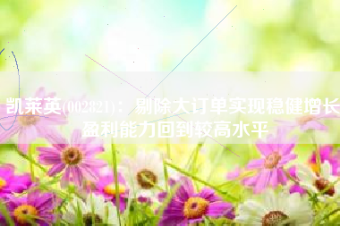 凯莱英(002821)：剔除大订单实现稳健增长 盈利能力回到较高水平