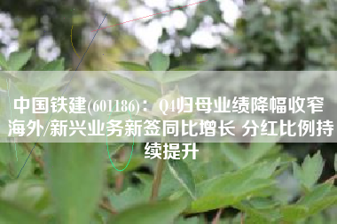中国铁建(601186)：Q4归母业绩降幅收窄 海外/新兴业务新签同比增长 分红比例持续提升