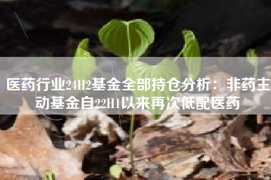 医药行业24H2基金全部持仓分析：非药主动基金自22H1以来再次低配医药