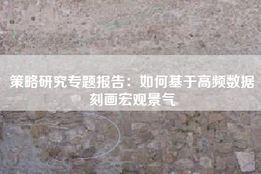 策略研究专题报告：如何基于高频数据刻画宏观景气