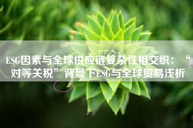 ESG因素与全球供应链复杂性相交织：“对等关税”背景下ESG与全球贸易浅析