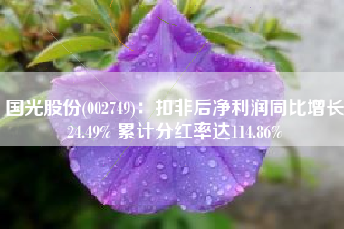 国光股份(002749)：扣非后净利润同比增长24.49% 累计分红率达114.86%