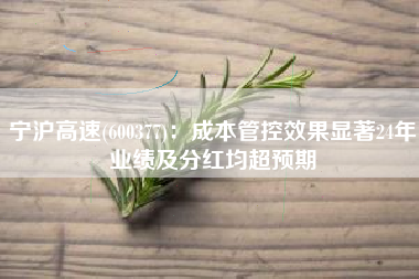 宁沪高速(600377)：成本管控效果显著24年业绩及分红均超预期