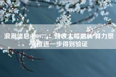 浪潮信息(000977)：营收大幅增长 算力景气度进一步得到验证