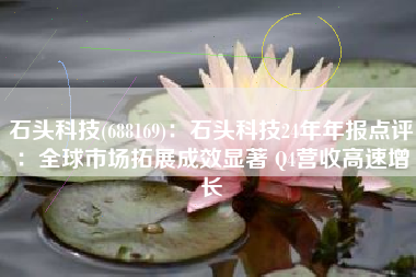 石头科技(688169)：石头科技24年年报点评：全球市场拓展成效显著 Q4营收高速增长