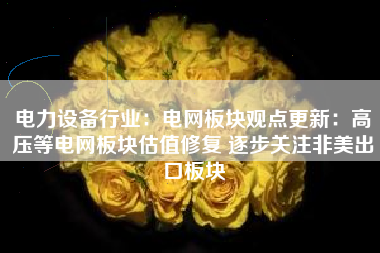 电力设备行业：电网板块观点更新：高压等电网板块估值修复 逐步关注非美出口板块