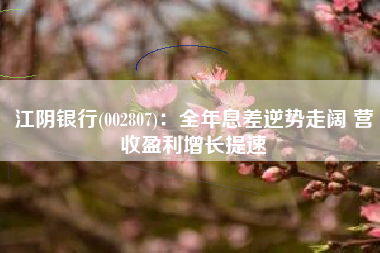江阴银行(002807)：全年息差逆势走阔 营收盈利增长提速