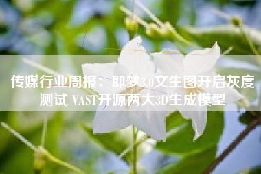 传媒行业周报：即梦3.0文生图开启灰度测试 VAST开源两大3D生成模型