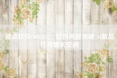 顶点软件(603383)：信创再迎突破 AI新品打开增长空间