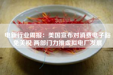 电新行业周报：美国宣布对消费电子豁免关税 两部门力推虚拟电厂发展