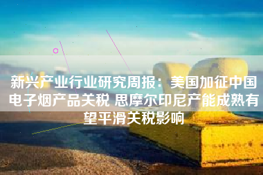 新兴产业行业研究周报：美国加征中国电子烟产品关税 思摩尔印尼产能成熟有望平滑关税影响