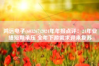 鸿远电子(603267)2024年年报点评：24年业绩短期承压 全年下游需求迎来复苏