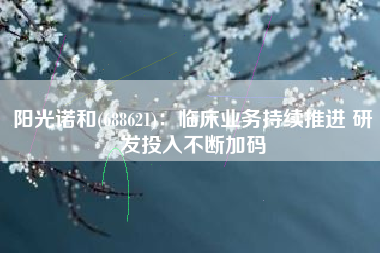 阳光诺和(688621)：临床业务持续推进 研发投入不断加码
