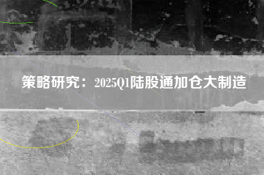 策略研究：2025Q1陆股通加仓大制造