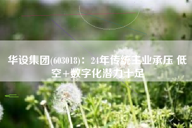 华设集团(603018)：24年传统主业承压 低空+数字化潜力十足