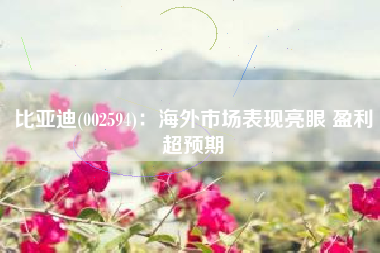 比亚迪(002594)：海外市场表现亮眼 盈利超预期