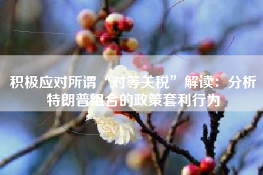 积极应对所谓“对等关税”解读：分析特朗普组合的政策套利行为