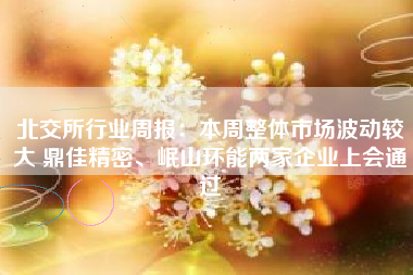 北交所行业周报：本周整体市场波动较大 鼎佳精密、岷山环能两家企业上会通过