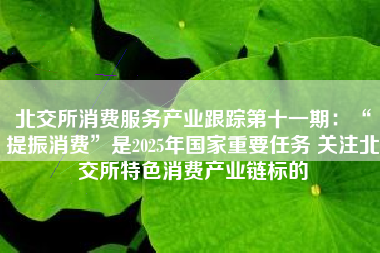 北交所消费服务产业跟踪第十一期：“提振消费”是2025年国家重要任务 关注北交所特色消费产业链标的