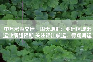 申万宏源交运一周天地汇：亚洲区域集运业绩超预期 关注锦江航运、德翔海运