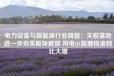 电力设备与新能源行业周报：关税落地进一步夯实板块底部 风电Q1新增核准同比大增
