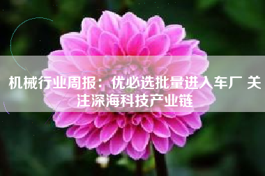 机械行业周报：优必选批量进入车厂 关注深海科技产业链