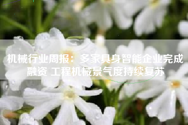 机械行业周报：多家具身智能企业完成融资 工程机械景气度持续复苏