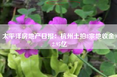 太平洋房地产日报：杭州土拍8宗地收金92.95亿
