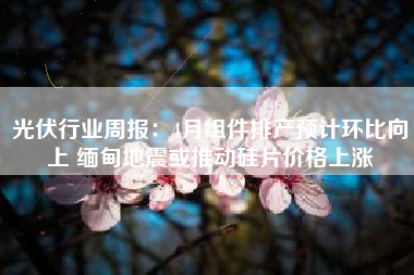 光伏行业周报：4月组件排产预计环比向上 缅甸地震或推动硅片价格上涨
